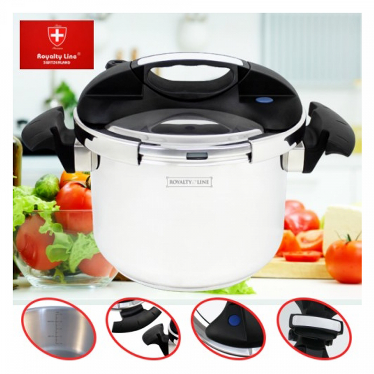 Royalty Line RL-PS4L: 4L Stainless Steel Pressure Cooker