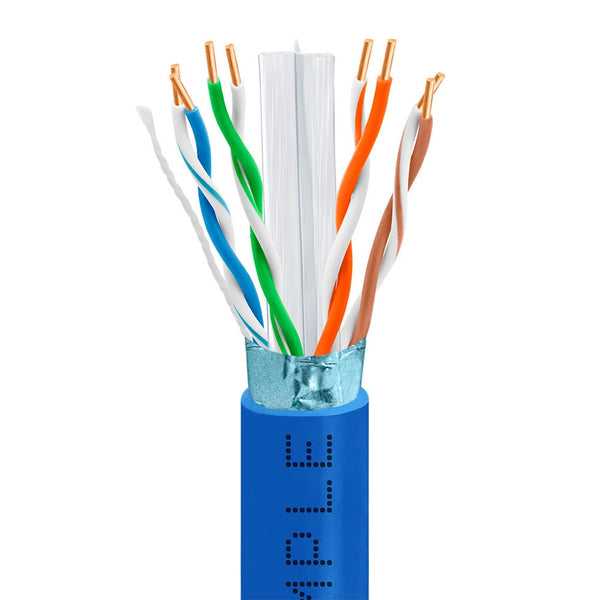 Wavenet 1367-N Cat6 Shielded CMR 600MHZ STP/FTP Ethernet Bulk Cable 23AWG Bare Copper - 1000 Feet Blue