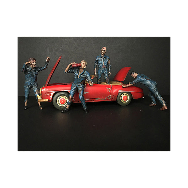 Zombie Mechanics 4 Piece Figurine Set "Got Zombies??" for 1/24 Scale Models by American Diorama