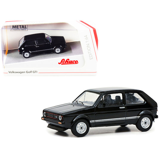 Volkswagen Golf GTI Black with Silver Stripes 1/64 Diecast Model Car by Schuco