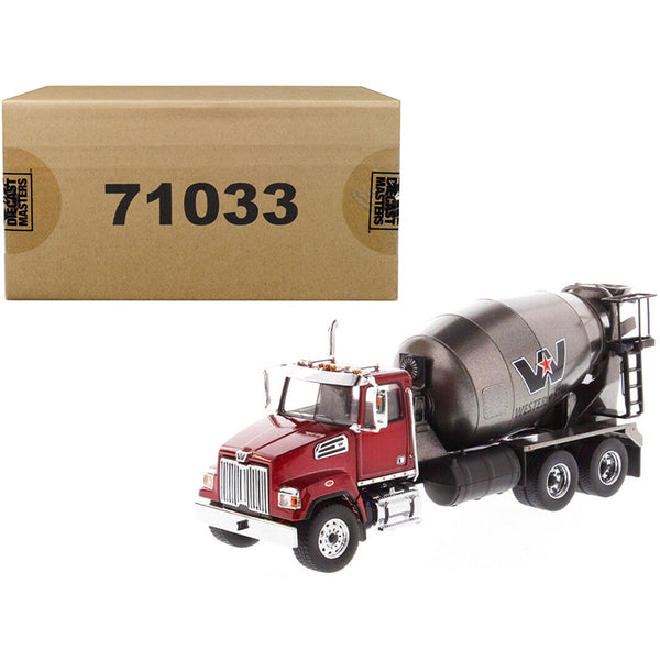 Western Star 4700 SF Concrete Mixer Truck Metallic Red with Gray Body 1/50 Diecast Model by Diecast Masters