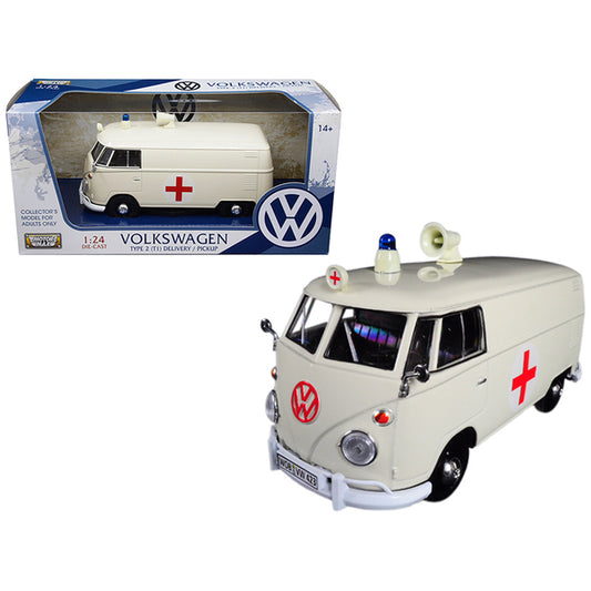 Volkswagen Type 2 (T1) Ambulance Cream 1/24 Diecast Model by Motormax