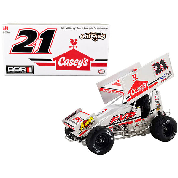 Winged Sprint Car #21 Brian Brown "Casey's General Store - FVP" Brian Brown Racing "World of Outlaws" (2022) 1/18 Diecast Model Car by ACME