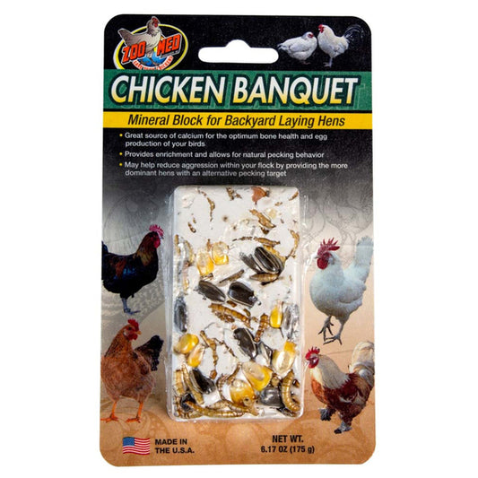 Zoo Med Chicken Banquet Mineral Block for Backyard Laying Hens Multi-Color 6.17 oz