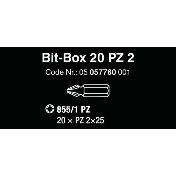 Wera Bit-Box Holds (20) PZ2x25 mm Bits