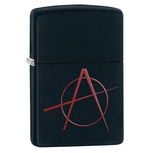 Zippo Windproof Lighter Red Anarchy Symbol Black Matte